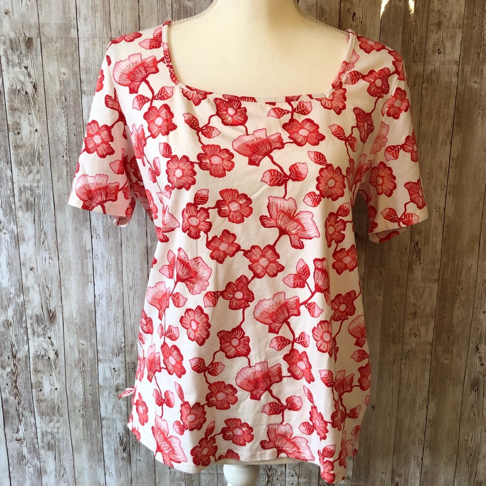 Liz Claiborne New York Floral Short Sleeve Top M